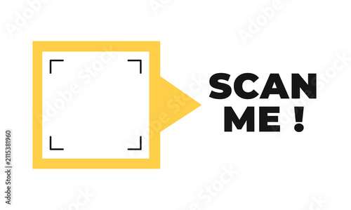 Scan Me QR Code Label Vector, Modern Call to Action Sticker and Sign Set. Colorful Isolated