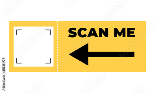 Scan Me QR Code Label Vector, Modern Call to Action Sticker and Sign Set. Colorful Isolated