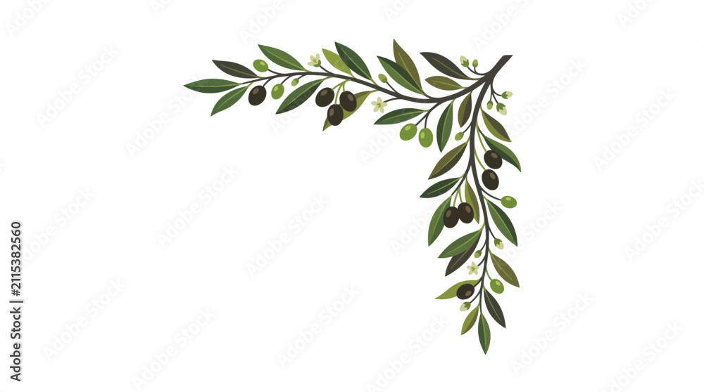 Fototapeta premium Olive Branch Corner Frame Design