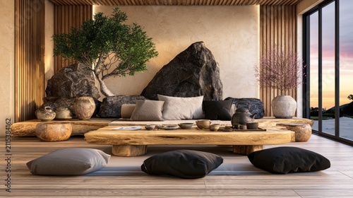 Japandi Inspired Interior Design Featuring Low Profile Furniture and Natural Elements