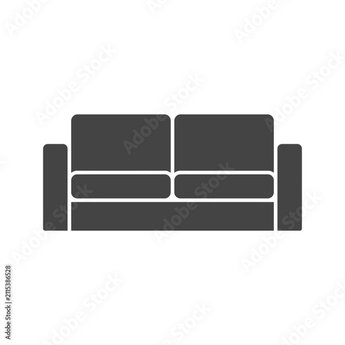 Modern Two Seater Sofa Flat Icon Glyph Symbol Furniture