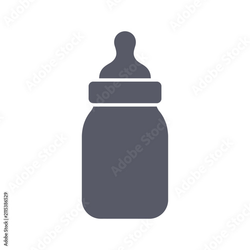 Baby Bottle Icon Silhouette Gray Flat Design