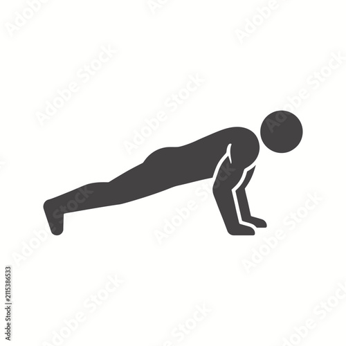 Push Up Exercise Silhouette Icon Flat Vector Illustration
