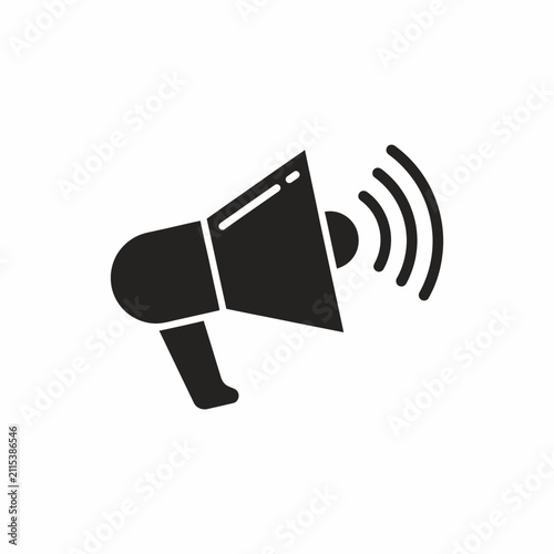 Megaphone Loudspeaker Icon with Sound Waves Black Silhouette
