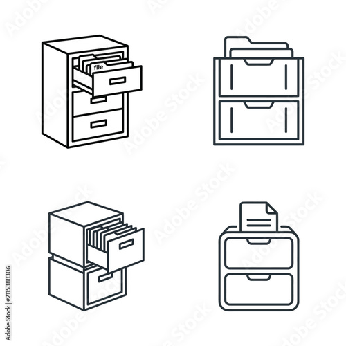 Filing Cabinet Icons: Organization, Storage, and Data Management Concepts