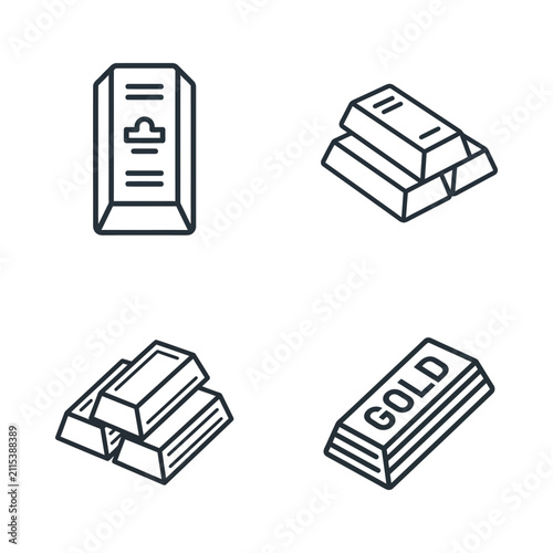Gold Bar Icons Collection: Luxury, Wealth, Investment & Finance Icons
