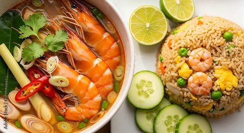 Thai shrimp soup and shrimp fried rice with lime cucumber nutrition