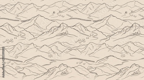 Wales pattern minimalist sketch mountains illustration with mountain landscape minimalist heritage topography backdrop
