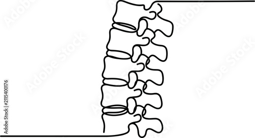 Bild auf Leinwand Continuous line drawing of human spine anatomy.