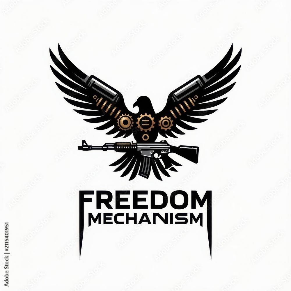 Fototapeta premium Freedom eagle mechanical wings symbolizing innovation and power. Industrial bird design for tech and liberty branding with precision engineering el...