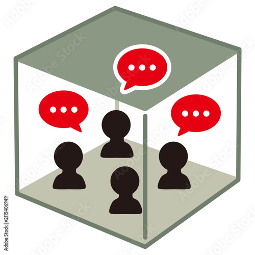 Conceptual illustration of an echo chamber in a closed information environment