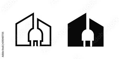 Принти на полотні Electrical house logo representing energy and home power supply.