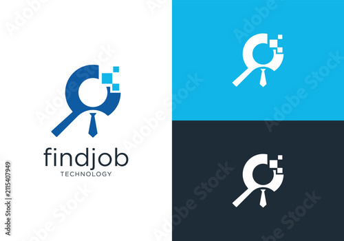 Modern Find Job Technology Logo Design for Employment Search.