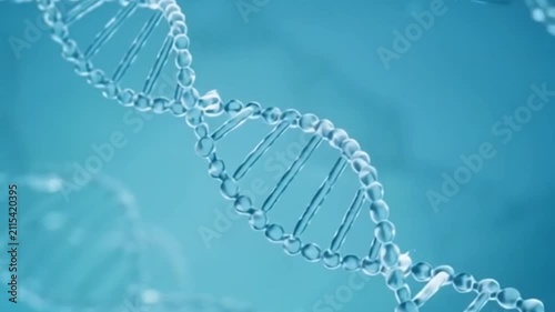 Abstract DNA helix structure on blue background