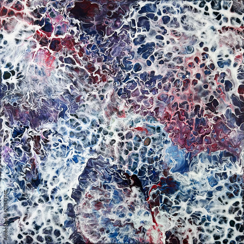 Obraz w ramie 波濤と泡の流体アート抽象背景素材