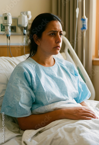 Concerned female patient in...
