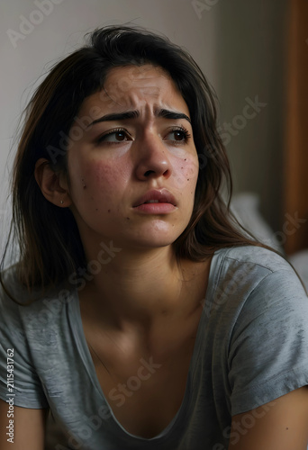 Young woman with worried ex...