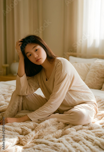 Young asian woman in comfor...