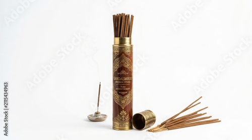 Traditional decorative incense stick holder with fragrant joss sticks fragrance aromatherapy meditation spirituality relaxation buddhism wellness traditional interior mindfulness cleansing