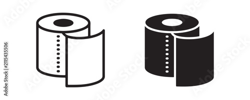 Foto Detailed icons of toilet paper rolls in both solid silhouette and outline graphic styles for bathroom web