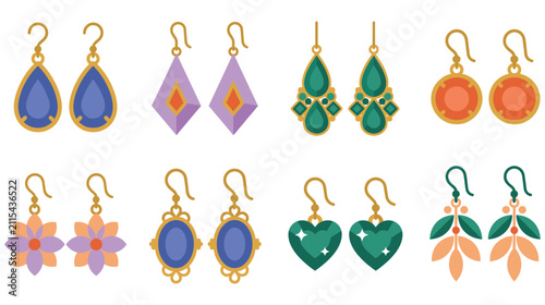 Foto Elegant earring jewelry collection with gemstone and floral design fashion