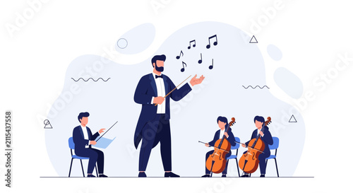 Orchestra Conductor Leading Musicians in Classical Music Performance