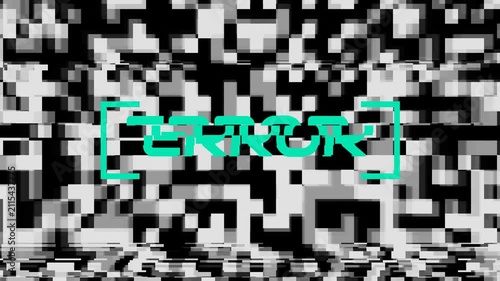 Green glitch graphic with digital noise, monochrome background, and pixelated screen effect. Suitable for tech design projects needing a vintage vibe.