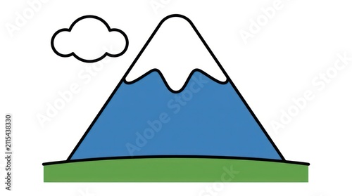 Simple mountain landscape icon with a single cloud