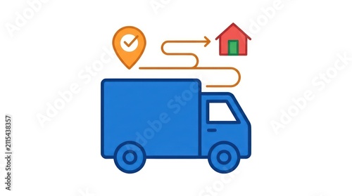 Delivery truck moving items to a new house location