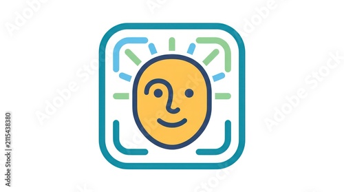 Biometric face recognition icon for digital security access