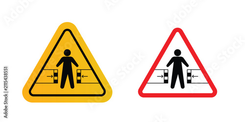 Foto Risk of crushing warning sign flat clipart pack