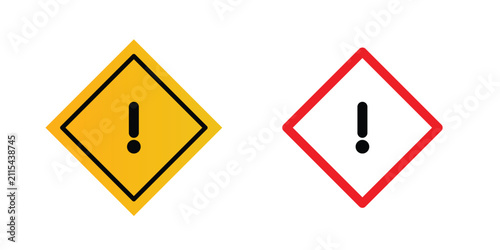 Warning sign with exclamation points icon flat clipart pack