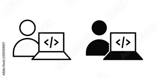 Programmer icon flat clipart pack