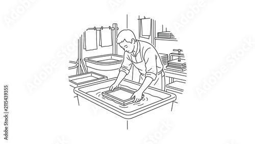 Artist Hands Crafting Paper in Water Bath - Handmade Paper Making Process
