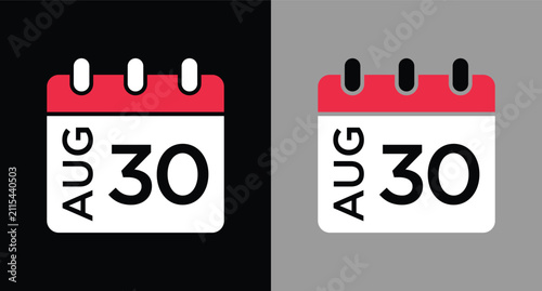 calendar - August 30 icon illustration isolated vector sign symbol