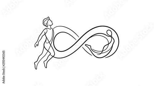 Fotografie Human figure in infinity loop, exploring endless possibilities and life cycle