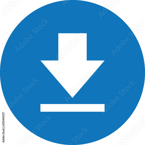 Simple download arrow icon in blue circle