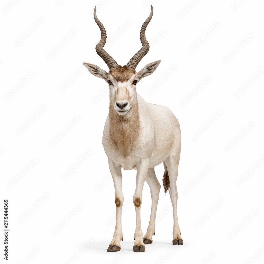 Fototapeta premium Addax Antelope Standing Isolated on White Background