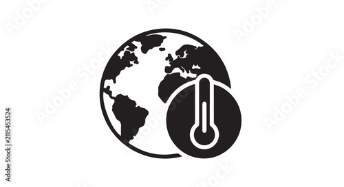 Global warming icon representing climate change and rising temperatures.