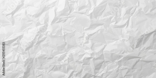 Quadro su tela Crumpled Paper Texture: A close-up view of a white paper sheet exhibiting a complex texture of creases and folds, suggesting a history of use or creation