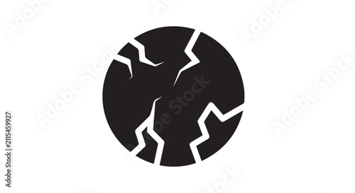 Cracked circle icon representing damage or broken planet symbol.