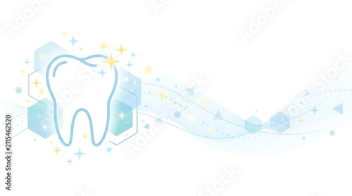 Watercolor Tooth Illustration with Sparkles and Brush Strokes.
