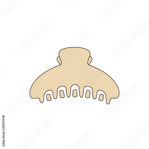 Simple hair claw clip vector icon isolated on white background, hair accessory symbol for beauty care and styling design