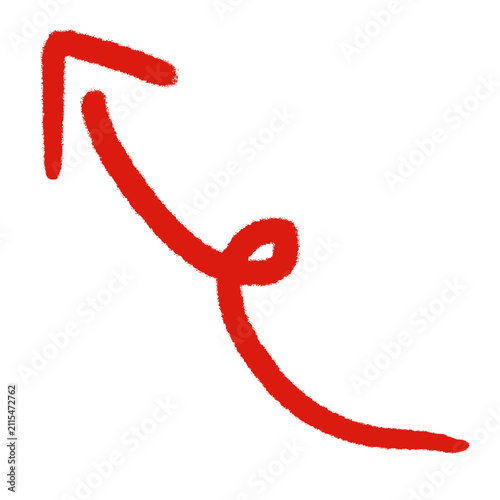 Arrow sign red color chalk brush element