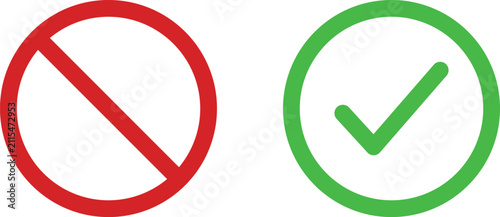 Принти на полотні Red cross mark and green check mark symbols for approval and denial