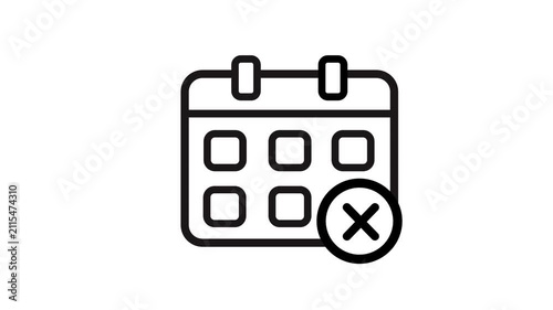 Calendar Cancel Cross Icon Animation in 4K