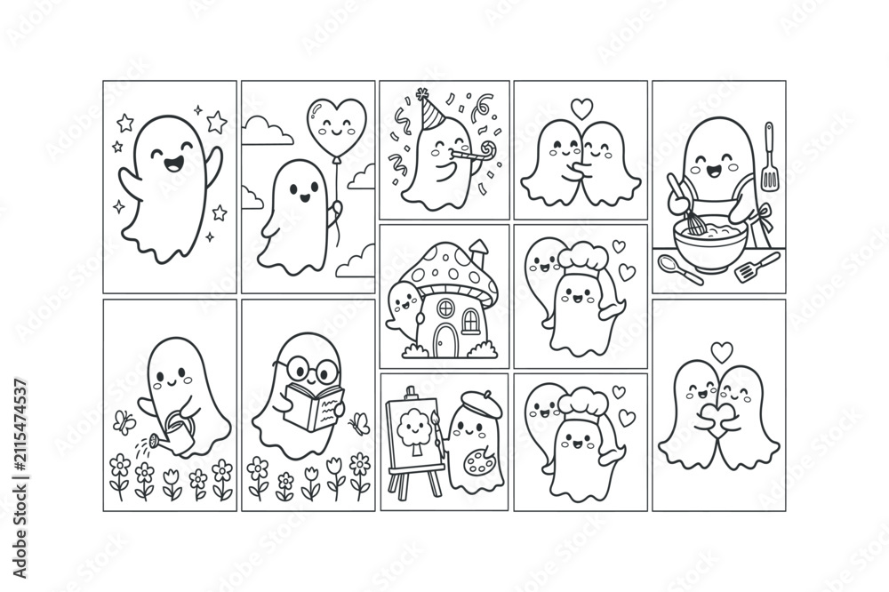 Fototapeta premium Collection of decorative sticker icons featuring cute people characters friendship illustration