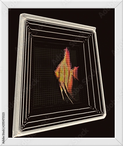 Geometric abstract animal fish surrealism art 