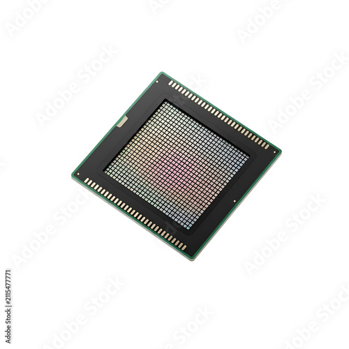 High-Tech Computer Processor Microchip Isolated on Transparent Background for AI and Future Computing Power