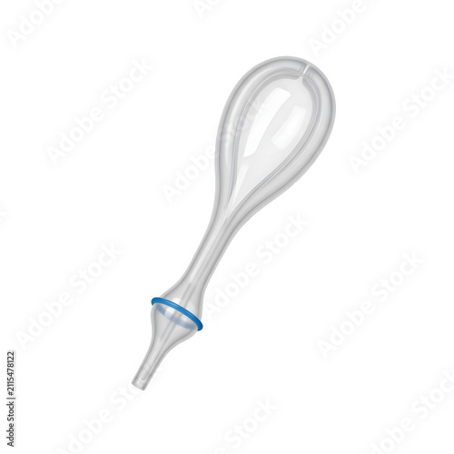 Realistic 3D Illustration of a Medical Baby Nasal Aspirator Bulb Syringe Isolated on Transparent Background